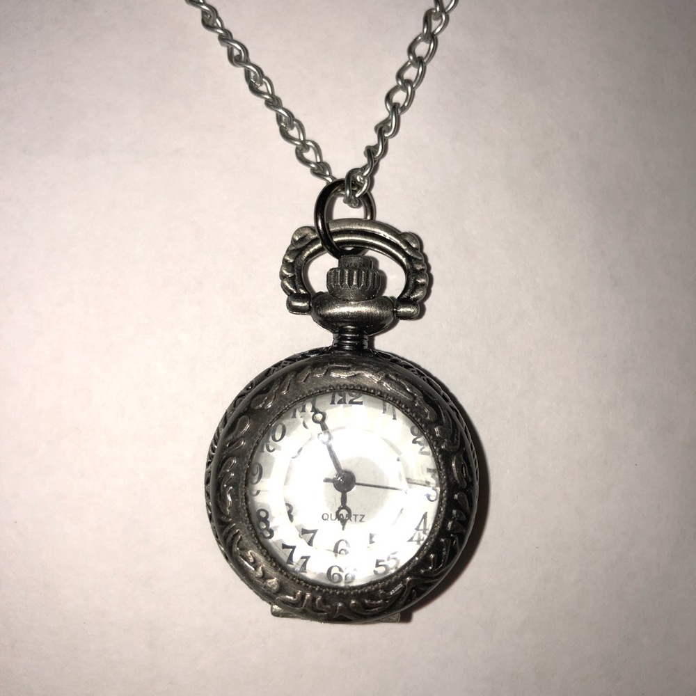 Vintage Style Silver Colored Locket Watch Pendant